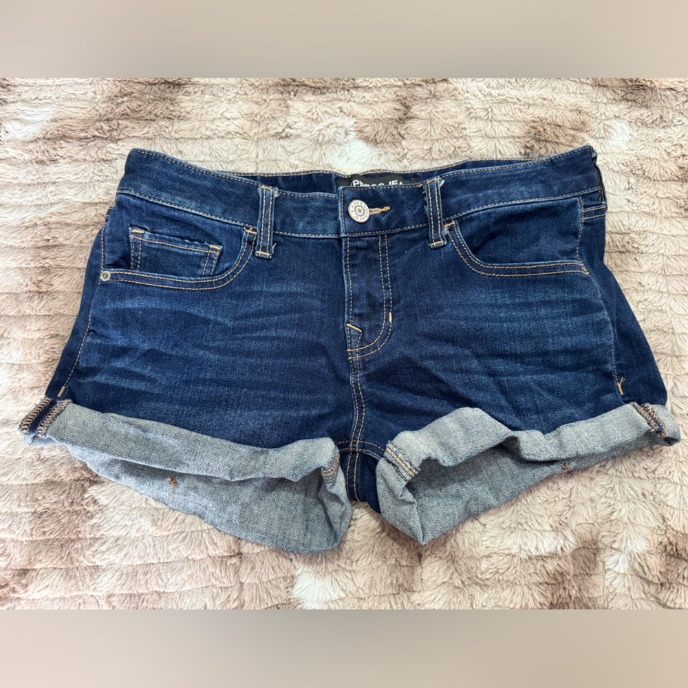 Express Denim Shorts Dark Wash Cuffed Hem Size 6